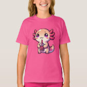 Niedlicher Kawaii Axolotl mit Bubble Tee (Vorderseite)