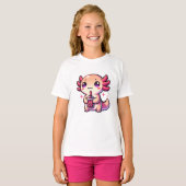 Niedlicher Kawaii Axolotl mit Bubble Tee (Vorne ganz)
