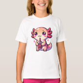 Niedlicher Kawaii Axolotl mit Bubble Tee (Vorderseite)