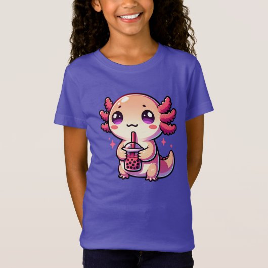 Niedlicher Kawaii Axolotl mit Bubble Tee (Vorderseite)