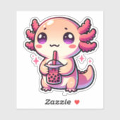Niedlicher Kawaii Axolotl mit Bubble Tee Aufkleber (Blatt)