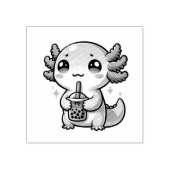 Niedlicher Kawaii Axolotl mit Bubble Tee Gummistempel (Prägung)