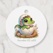 Niedlicher Kawaii Baby Alligator mit Babydusche Geschenkanhänger (Vorderseite)