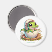 Niedlicher Kawaii Baby Alligator mit Babydusche Magnet (Vorderseite/Rückseite)