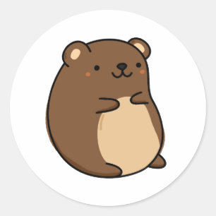 Niedlicher Kawaii Baby Brown Bär Runder Aufkleber
