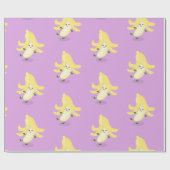 Niedlicher Kawaii-Banane lila Cartoon Geschenkpapier (Flach)