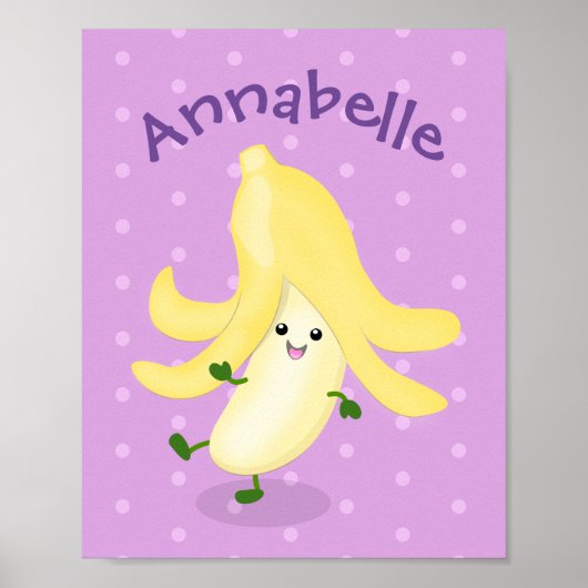 Niedlicher Kawaii-Banane lila Cartoon Poster (Vorne)