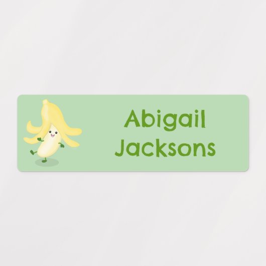 Niedlicher Kawaii-Bananen-Cartoon personalisiert Etiketten (Design 1)