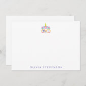 Niedlicher Kawaii Bären Einhorn Blume Kronname Mitteilungskarte (Vorne/Hinten)