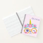 Niedlicher Kawaii Bären Einhorn Gesicht Rosa Perso Notizblock (Innenseite)