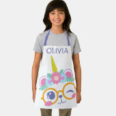 Niedlicher Kawaii Bären Einhorngesicht mit Blume K Schürze (Insitu)