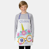 Niedlicher Kawaii Bären Einhorngesicht mit Blume K Schürze (Getragen)