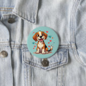 Niedlicher Kawaii-Beagle mit Herz spielendem Hund Button (Beispiel)
