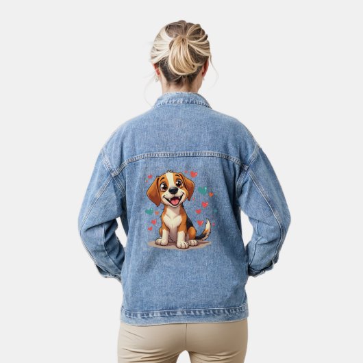 Niedlicher Kawaii-Beagle mit Herz spielendem Hund Jeansjacke (Modell)