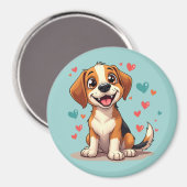 Niedlicher Kawaii-Beagle mit Herz spielendem Hund Magnet (Vorderseite/Rückseite)