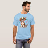 Niedlicher Kawaii-Beagle mit Herz spielendem Hund T-Shirt (Vorne ganz)