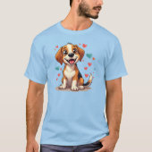 Niedlicher Kawaii-Beagle mit Herz spielendem Hund T-Shirt (Vorderseite)