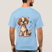Niedlicher Kawaii-Beagle mit Herz spielendem Hund T-Shirt (Rückseite)