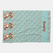 Niedlicher Kawaii-Beagle mit Herz spielerischer Hu Geschirrtuch (Horizontal)