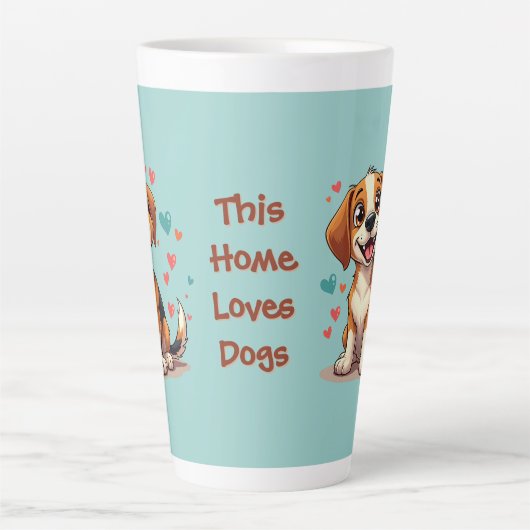 Niedlicher Kawaii-Beagle mit Herz spielerischer Hu Milchtasse (Vorderseite)