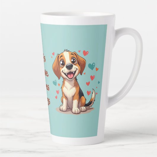 Niedlicher Kawaii-Beagle mit Herz spielerischer Hu Milchtasse (Rechts)