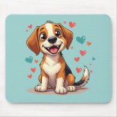 Niedlicher Kawaii-Beagle mit Herz spielerischer Hu Mousepad (Vorne)