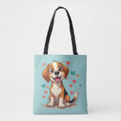Niedlicher Kawaii-Beagle mit Herz spielerischer Hu Tasche (Vorderseite)