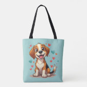Niedlicher Kawaii-Beagle mit Herz spielerischer Hu Tasche (Rückseite)