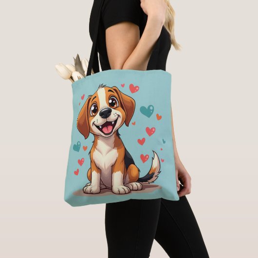 Niedlicher Kawaii-Beagle mit Herz spielerischer Hu Tasche (Von Nahem)
