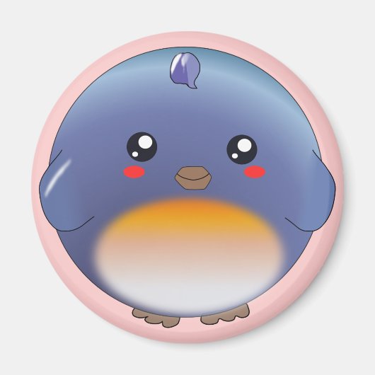 Niedlicher Kawaii-Blauvogelmagnet Magnet (Vorne)