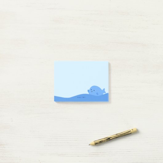 Niedlicher Kawaii Blauwal Tier Nautic Ocean Custom Post-it Klebezettel (Auf Schreibtisch)