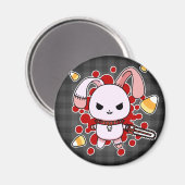 Niedlicher Kawaii-Böse-Hase mit Kettensäge Magnet (Vorderseite/Rückseite)