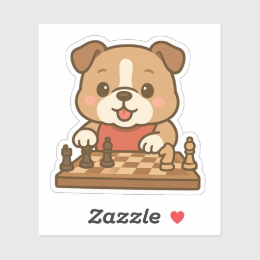 Niedlicher Kawaii Cartoon Bulldog Hund Schach spie Aufkleber (Blatt)