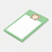 Niedlicher Kawaii Cartoon Monkey Green Polka Dots Post-it Klebezettel (angewinkelt)