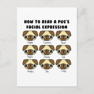 Niedlicher Kawaii Cartoon Mops Funny Postcard Postkarte