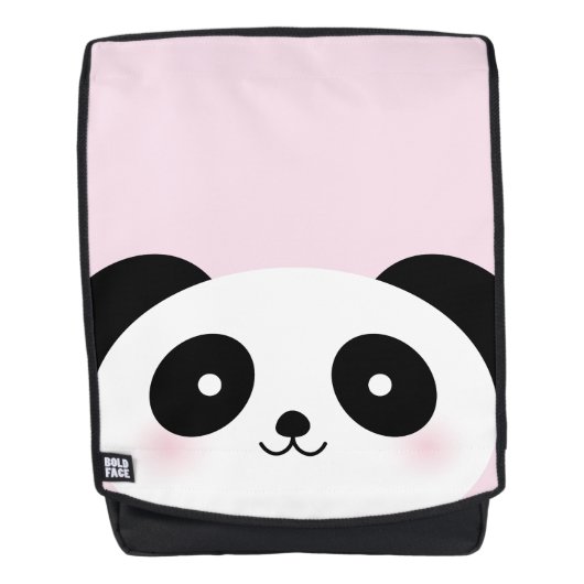 Niedlicher Kawaii Cartoon Panda Bären Face Pink Rucksack (Vorderseite)