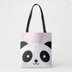 Niedlicher Kawaii Cartoon Panda Bären Face Pink Tasche