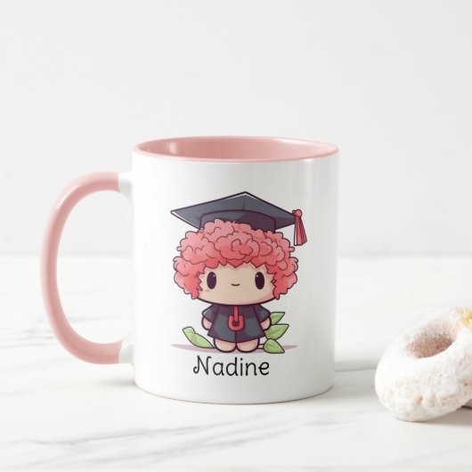 Niedlicher Kawaii Cartoon Personalisierter Abschlu Tasse (Mit Donut)