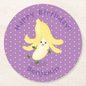 Niedlicher Kawaii-Cartoon Runder Pappuntersetzer (Vorderseite)