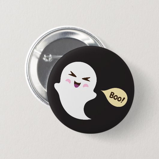Niedlicher kawaii Cartoongeist-Sprichwort Boo Button (Vorne & Hinten)