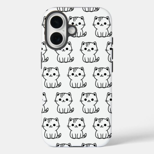 Niedlicher Kawaii Cat Pattern iPhone Case (Rückseite)