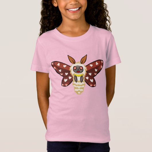 Niedlicher Kawaii-Chibi-Moth in einem Herzmuster T-Shirt (Vorderseite)