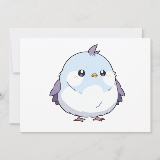 Niedlicher Kawaii Chubby Bird Cartoon - Adorable P Einladung (Vorderseite)