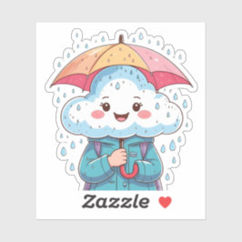 Niedlicher Kawaii-Cloud-Aufkleber mit Regenschirm  Aufkleber