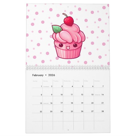 Niedlicher Kawaii cupcake Food Muffin Kalender (Feb 2026)