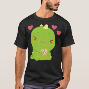 Niedlicher Kawaii Dino Donut Herzdesign Geburtstag T-Shirt