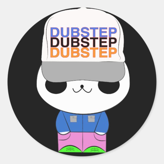 Niedlicher Kawaii-Dubstep Panda Runder Aufkleber (Vorderseite)