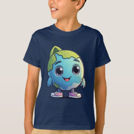 Niedlicher Kawaii Earth Character T - Shirt für Ki