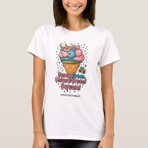 Niedlicher Kawaii Einhorn Ice Cream T - Shirt - Pa