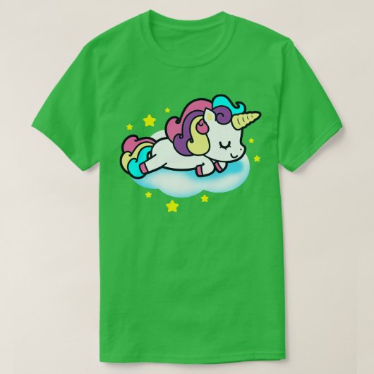 Niedlicher Kawaii Einhornschlafen bei Wolken Unico T-Shirt (Design vorne)